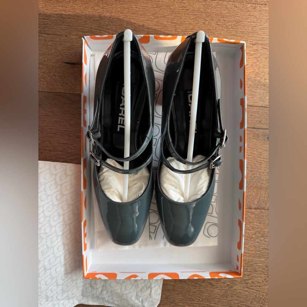 *NEW* Carel Paris Alice Mary Jane in Blue Grey Patent Leather US 6.5 Never Worn - Picture 4 of 11